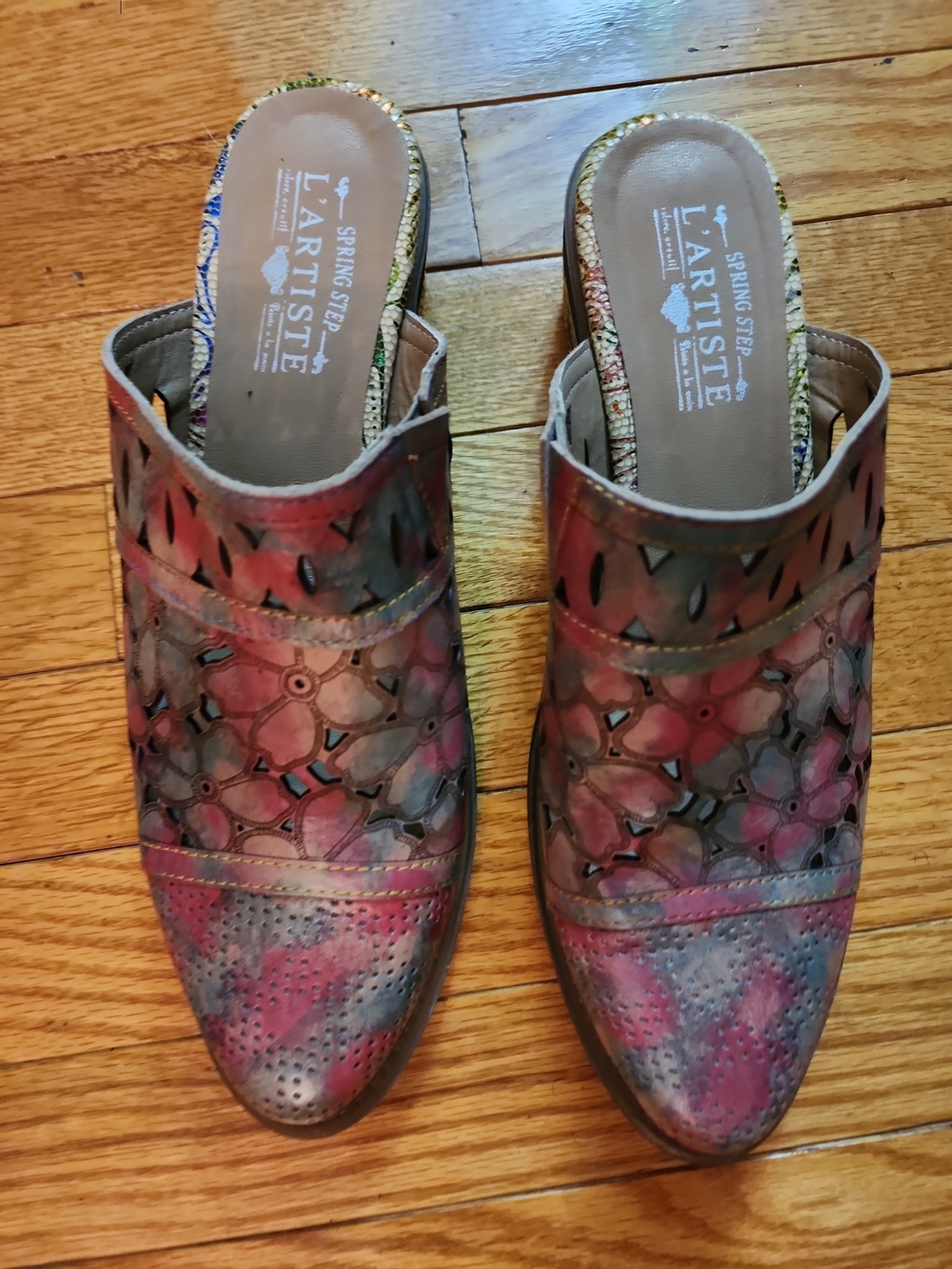 NWOT!La Artiste By Spring Step Rosalinda Women's Multicolor Floral Slip-On Mules